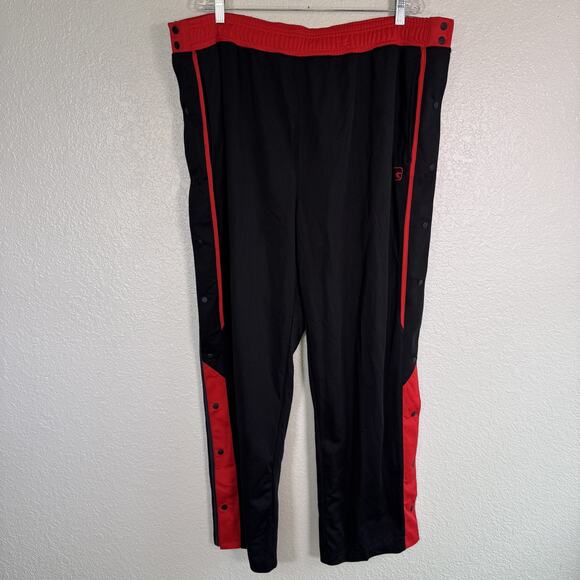 AND1 Basketball Pants Mens 3XL Tearaway Snap Y2K Athletic Black Red Classic Fit - Picture 1 of 13